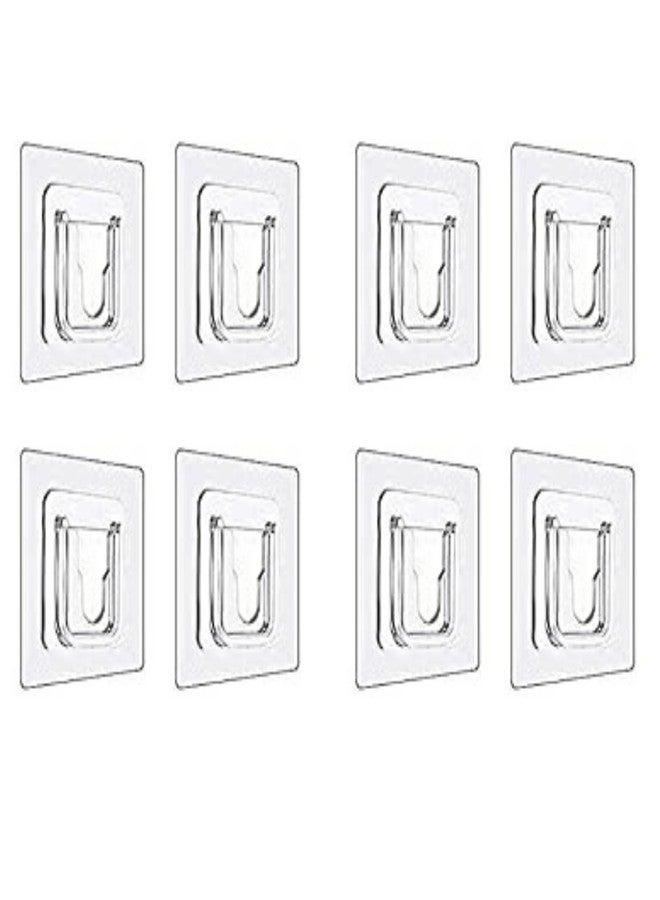 NEW WARE Self Adhesive Heavy Duty Wall Hooks | Transparent Sticky Hooks with 10 kg Load Capacity | Waterproof Hanger for Kitchen & Bathroom | Pack of 8 - Image 1